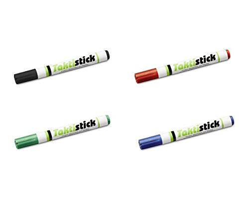 Taktistick-Marker-Set - 4 Marker (trocken abwischbar) + 1 Reinigungstuch für ...