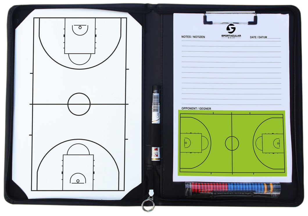 Sportacular Gear Coach-Mappe Basketball inkl. Taktitafel und Zubehör | Trainermappe | Taktikmappe für Basketballtrainer