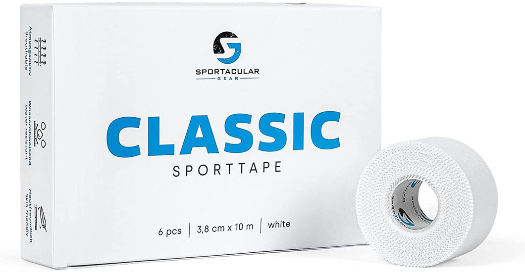 Sportacular Gear Sporttape Classic 3,8cm x 10m (6 Rollen, weiß)
